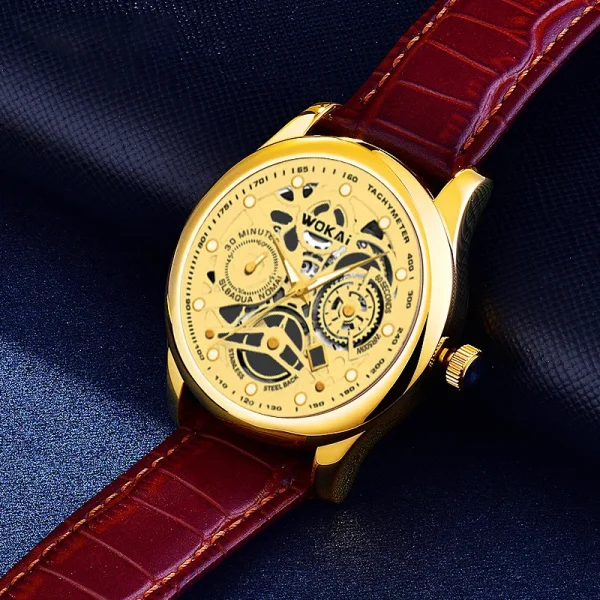 Mens Casual Wristwatch Quartz Leather Strap Watches - Image 3