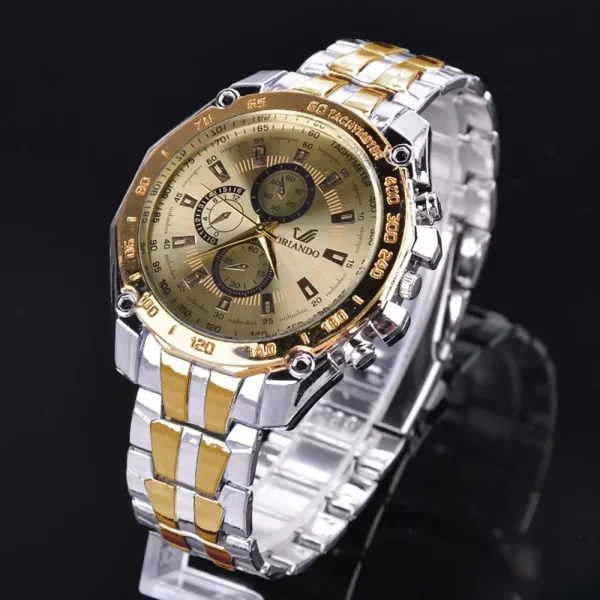 Men Watches Quartz Silver-gold Stainless Steel - Image 3