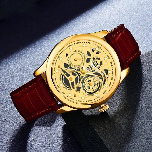 Mens Casual Wristwatch Quartz Leather Strap Watches - Image 4