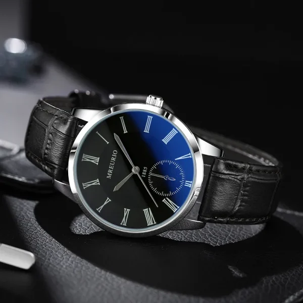Mens Simple Casual Wristwatch Elegant Quartz Leather Strap - Image 3