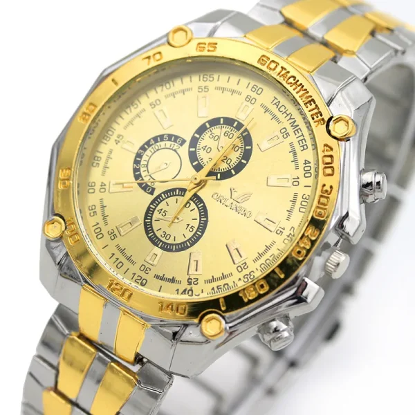 Men Watches Quartz Silver-gold Stainless Steel - Image 2