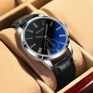 Mens Simple Casual Wristwatch Elegant Quartz Leather Strap