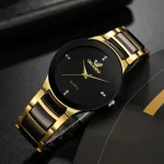 ORLANDO Men Luxury Watches Black Gold Quartz Steel Wristwatch Exquisite Masculino Relogio Fashion Clock