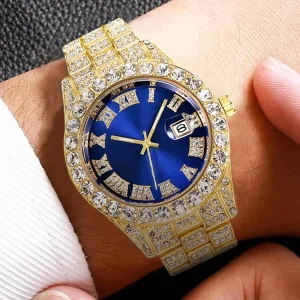 Full Steel Gold Quartz Wristwatch for Men, Luxury Watches